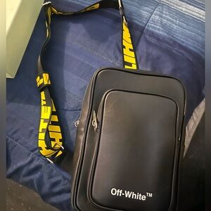 Off white leather sling bag